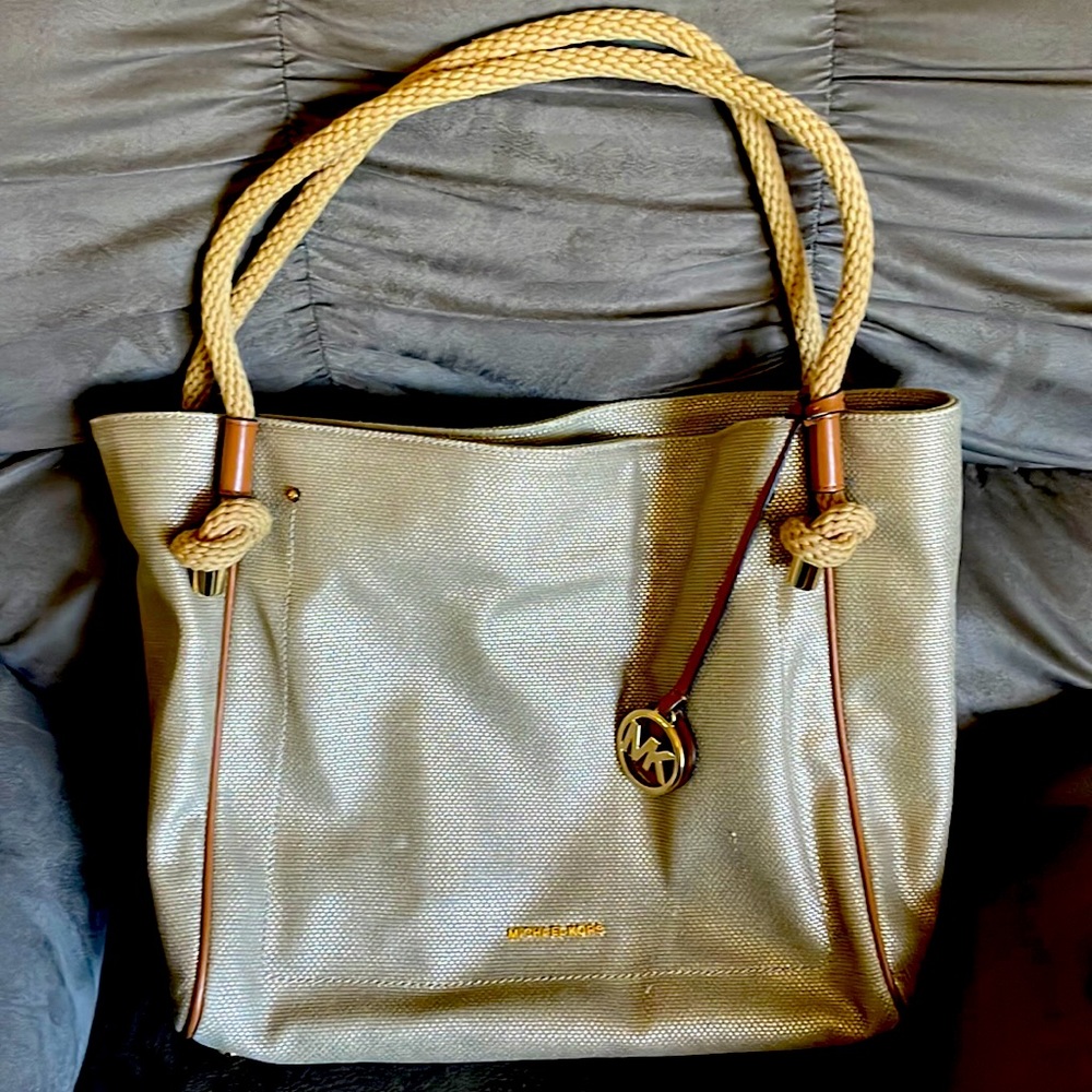 Michael Kors metallic and gold tote